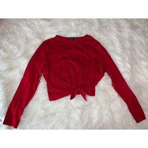Boohoo Red Tie Crop Top
